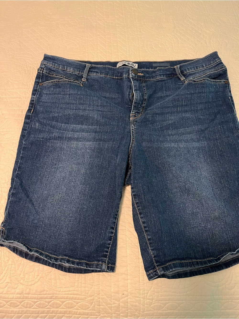 Code Bleu Two-Tone Blue Denim Shorts